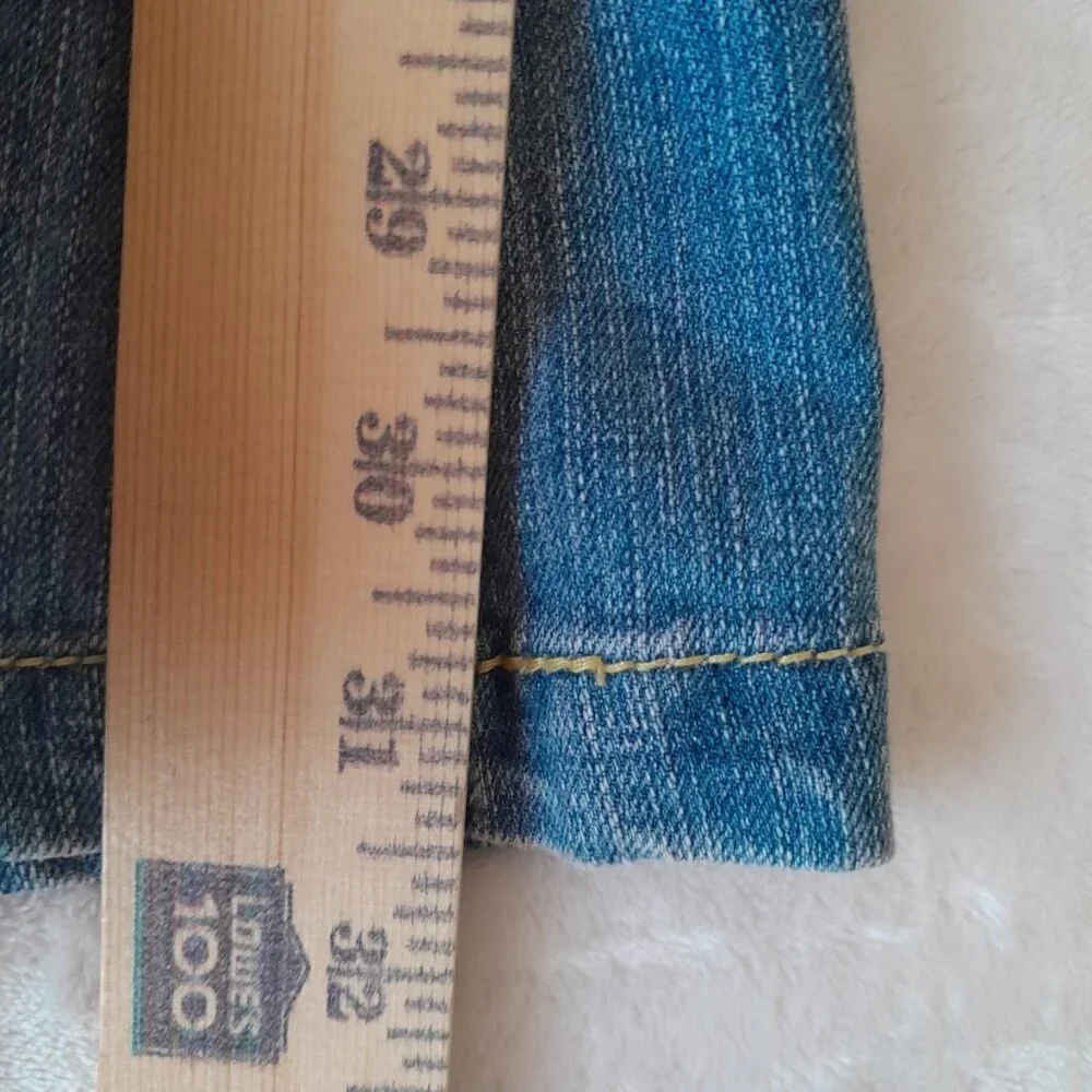Vtg Y2K Womens Low Rise Retro Flare Embroidered Flap Pocket Sz 9 Jeans